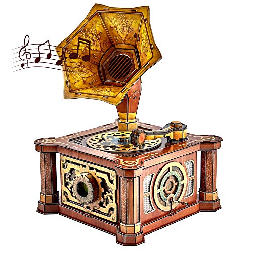 Cubicfun Puzzle 3d Per Adulti Bambini Fonografo Vintage Carillon Kit Modello Regalo Di Decorazione Per Donna E Uomo Castello Nel Cielo Melodia 66 Pezzi 0