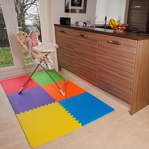 Assemblemat Tappeto Per Esercitazioni Palestra Garage Baby Room 12mm Eva 6 Piastrelle 24 Piedi Quadrati Multicolore 0 3