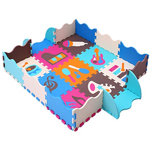 Mqiaoham Foam Puzzle Play Mat Con Bordi Kids Multi Color Safe Baby Playground Soft Imbottito Protezione Del Pavimento Di Alta Qualita Eva Foam Interlocking Tiles Non Tossico P009b3010 0