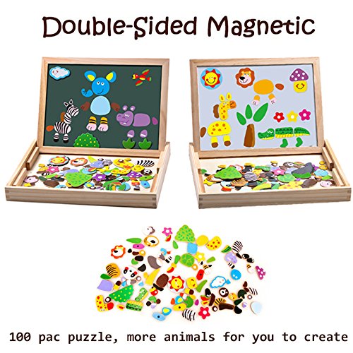 Uping Puzzle Magnetico Di Legno Lavagna Magnetica Puzzle Per Bambini 3 4 5 Anni Apprendimento Educativo 100 Pezzi Animali 0 0