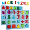 Coolzon Legno Puzzle Alfabeto In Legno Abc Lettere E Numero Apprendimento Precoce Giocattolo Educativo Giocattoli 2 Pezzi Legno Giochi Per Bambini Toddler 0