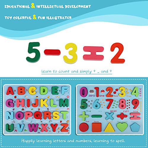 Coolzon Legno Puzzle Alfabeto In Legno Abc Lettere E Numero Apprendimento Precoce Giocattolo Educativo Giocattoli 2 Pezzi Legno Giochi Per Bambini Toddler 0 2