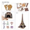 Cubicfun Puzzle 3d Torre Eiffel Con Brillanti Luci A Led Romantico Paris Architettura Kit Di Modellismo Decorazione Regalo Per Adulti Bambini 84 Pezzi 0 5