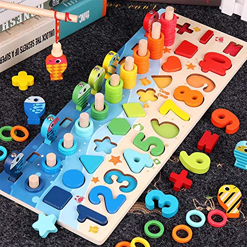 Giochi Educativi Montessori Gioco Pesca Magnetica In Legno Per Imparare I Colori E La Matematica 0 0
