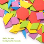 Helldoler 155 Blocchi Modello In Legno Set Puzzle Di Forma Geometrica Classico Grafico Educativo Tangram Montessori Giocattoli Con 24 Pezzi Di Carte Di Design Per Bambini 0 1