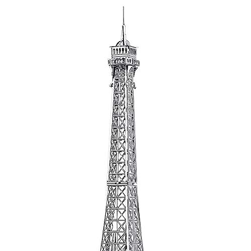 Pucecool 3d Laser Cut Diy Modello Architecturale Di Fama Mondiale Tradizionale In Metallo Puzzle Per Adulti Torre Eiffel 43 Pz Argento 0 1
