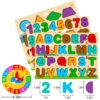 Puzzle In Legno Per Bambini 4 In 1 Alfabeto Numero Forma Orologio Giocattoli Da Puzzle Educativo Giocattoli Per Apprendimento Prescolare Regalo Di Compleanno Per Bambini Di 3 5 Anni 0 2