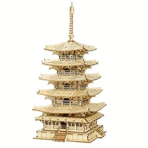 Robotime Fai Da Te Pagoda 3d Puzzle A Cinque Piani Kit Di Artigianato In Legno Costruzione Di Modelli Meccanici Kit Di Puzzle Creativi Miglior Regalo Per Adolescenti E Adulti Da Costruire 0