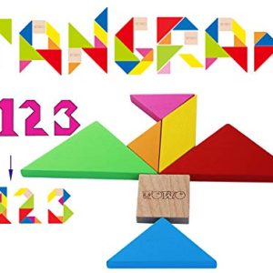 Towo Tangram Puzzle Di Legno Per Bambini Blocchi Grandi E Scatola Colorata Oltre 200 Combinazioni E Forme Geometriche Ideale Da Portare In Viaggio Gioco Di Abilita In Legno Per Bambini E Adulti 0