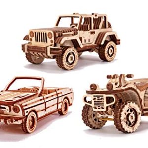Wood Trick Set Di Automobili Puzzle 3d Di Legno Tagliato Al Laser Set Di Costruzione Meccanica Assemblaggio Senza Colla 0
